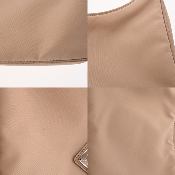 Prada Shoulder Bag Beige Nylon Saffiano Leather - Picture 7 of 9
